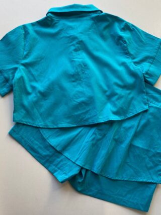 Conjunto Feminino Cropped Camisa e Short Saia Azul - Fernanda Ramos Store