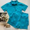 Conjunto Feminino Cropped Camisa e Short Saia Azul - Fernanda Ramos Store