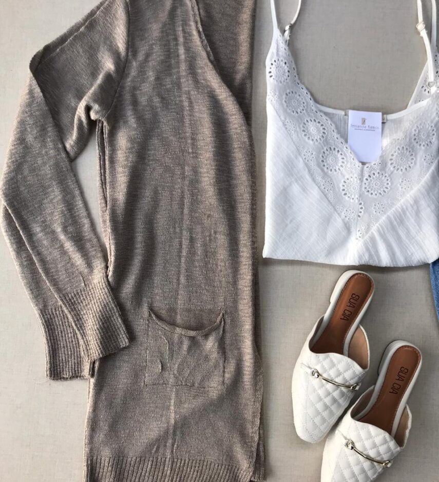 Cardigan Tricot Bege - Imagem 2