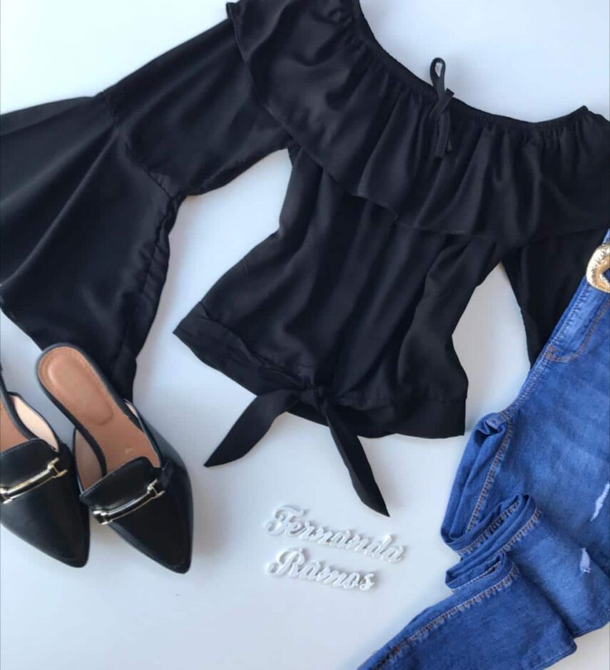 Blusa Feminina Ombro a Ombro Preto - Imagem 3