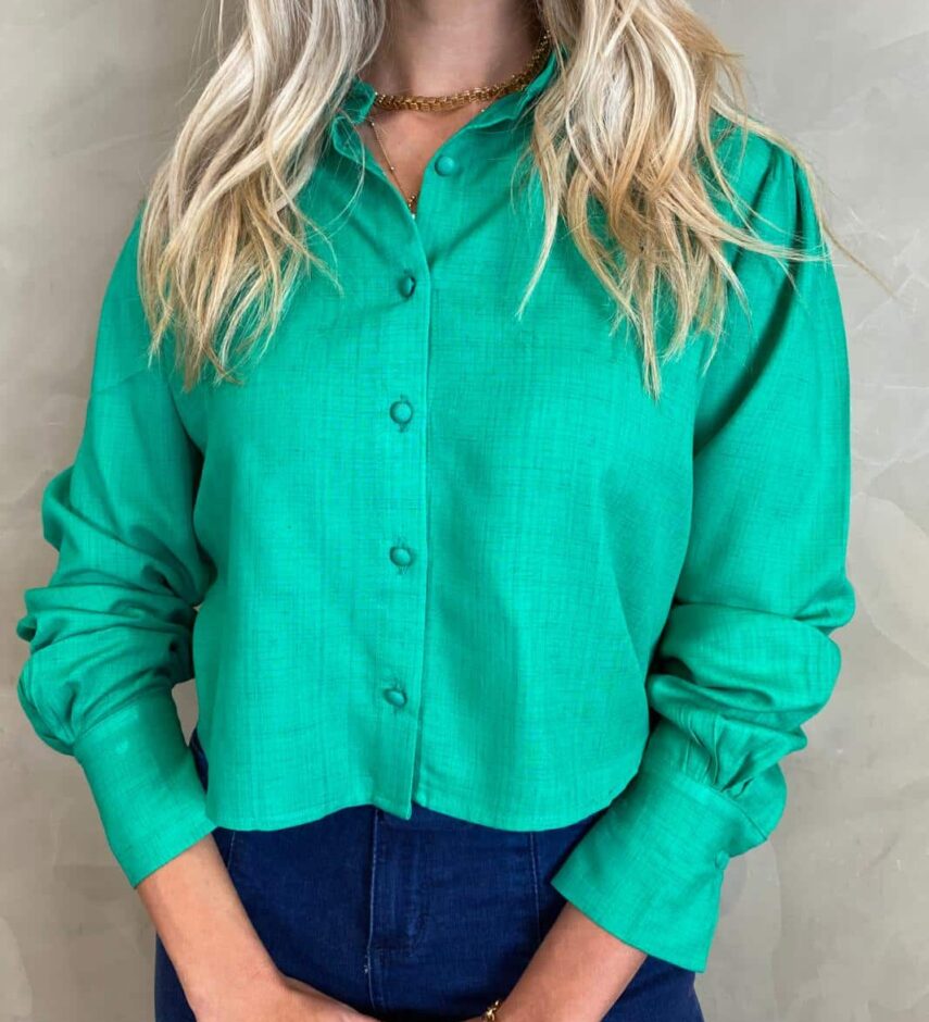Cropped Manga Longa Linho - Fernanda Ramos Store