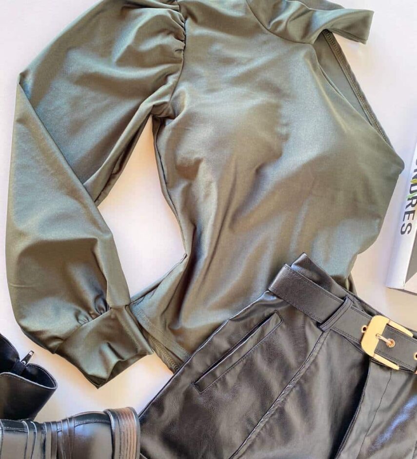 Body Feminino Manga Longa Nula Manga Verde - Fernanda Ramos Store
