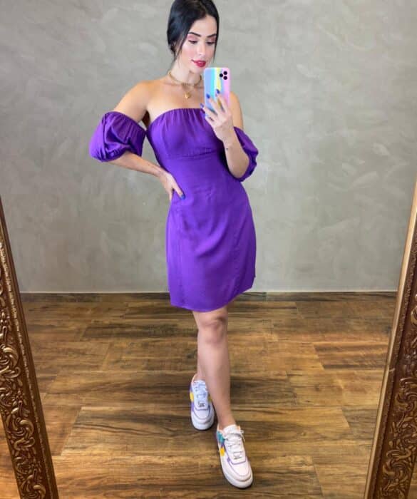 Vestido Curto com Bojo Roxo - Fernanda Ramos Store