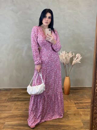 Vestido Longo com Bojo Estampado - Fernanda Ramos Store