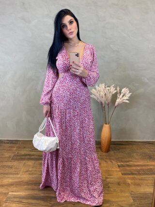 Vestido Longo com Bojo Estampado - Fernanda Ramos Store