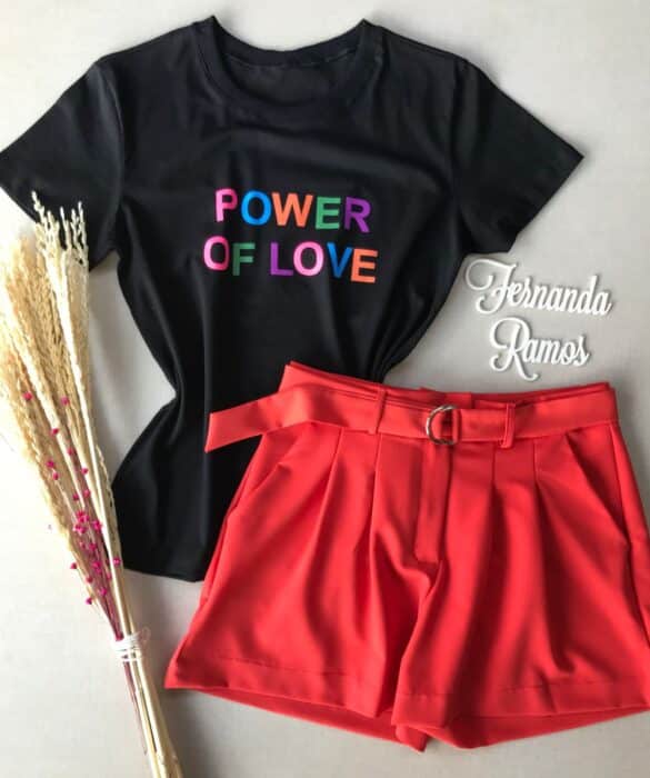 Short Feminino com Cinto Vermelho - Fernanda Ramos Store