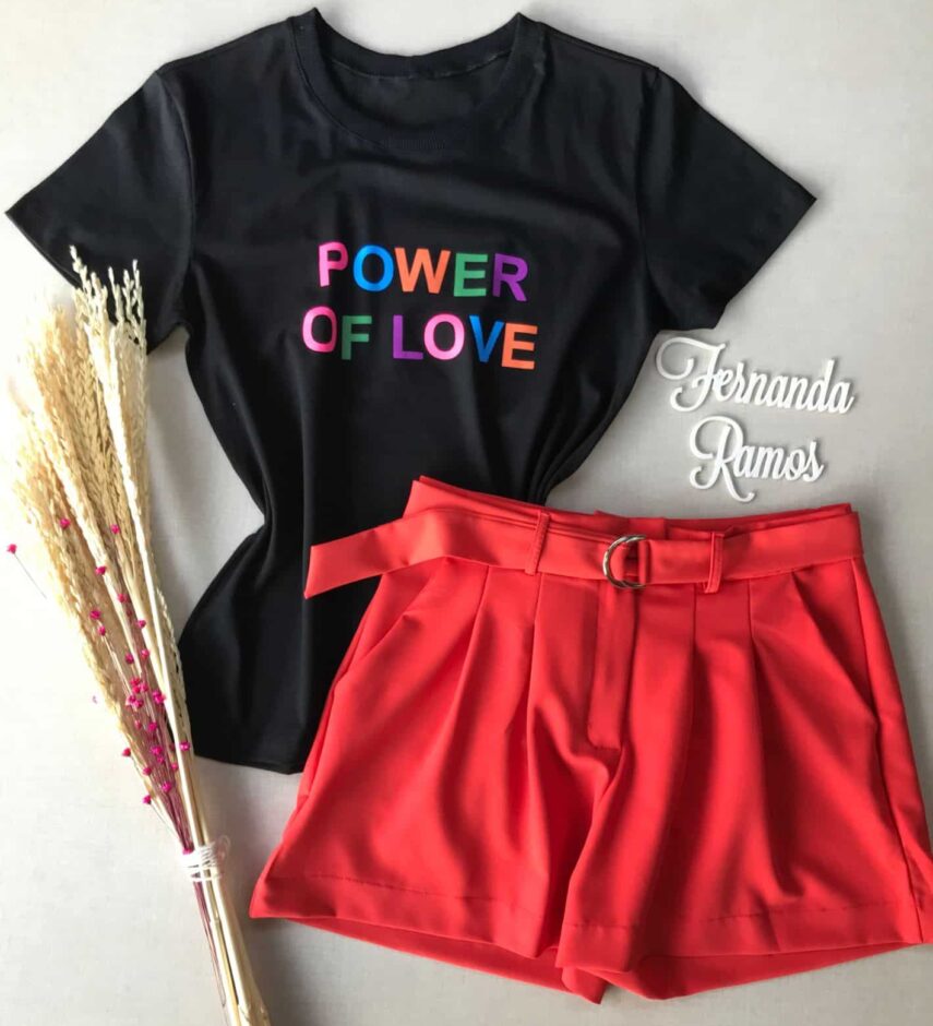 Short Feminino com Cinto Vermelho - Fernanda Ramos Store