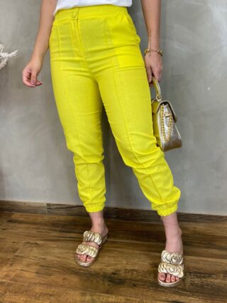 Calça Jogger Feminina Amarelo Flúor - Fernanda Ramos Store