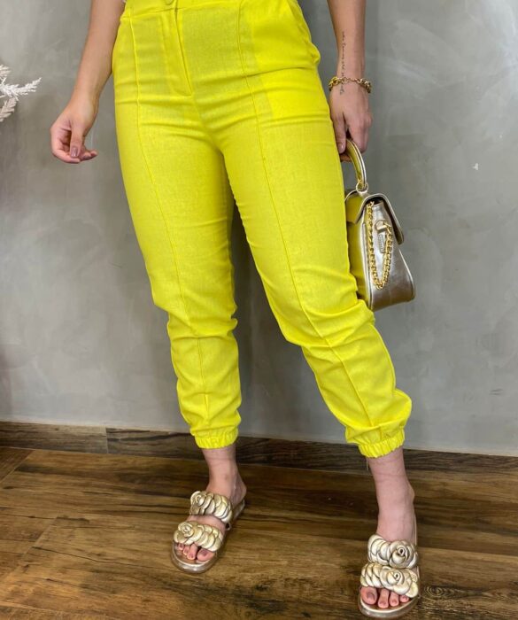 Calça Jogger Feminina Amarelo Flúor - Fernanda Ramos Store