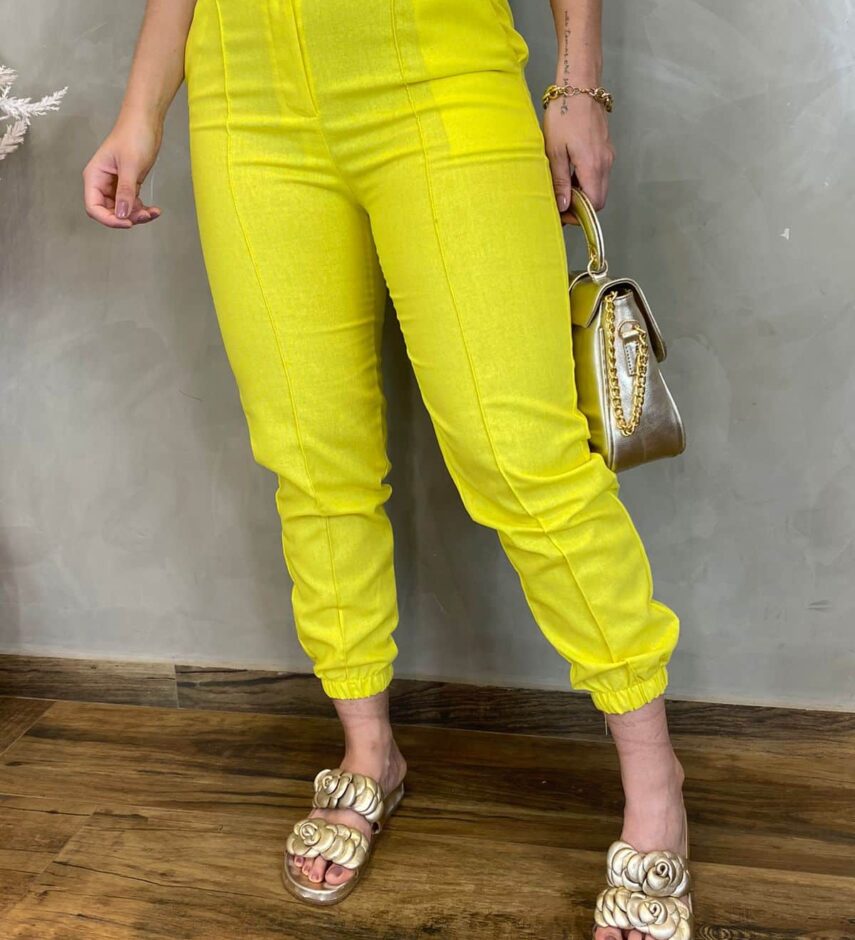 Calça Jogger Feminina Amarelo Flúor - Fernanda Ramos Store