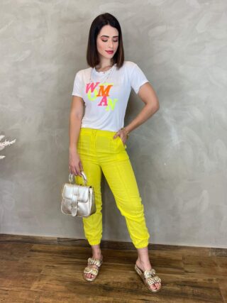 Calça Jogger Feminina Amarelo Flúor - Fernanda Ramos Store