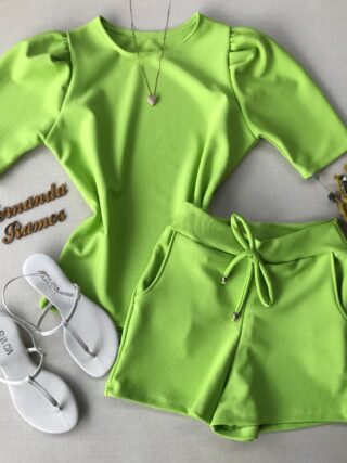 Conjunto Feminino Short e Blusa Verde Lima - Fernanda Ramos Store