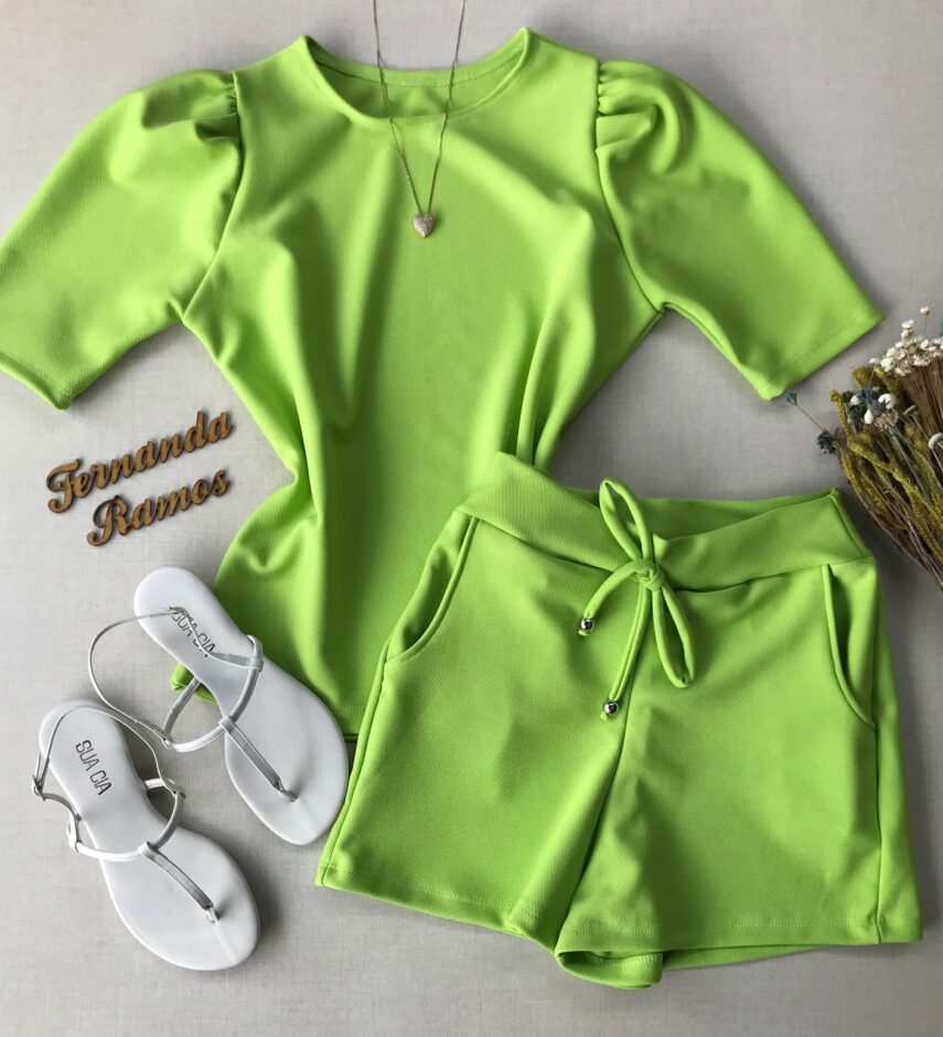 Conjunto Feminino Short e Blusa Verde Lima - Fernanda Ramos Store
