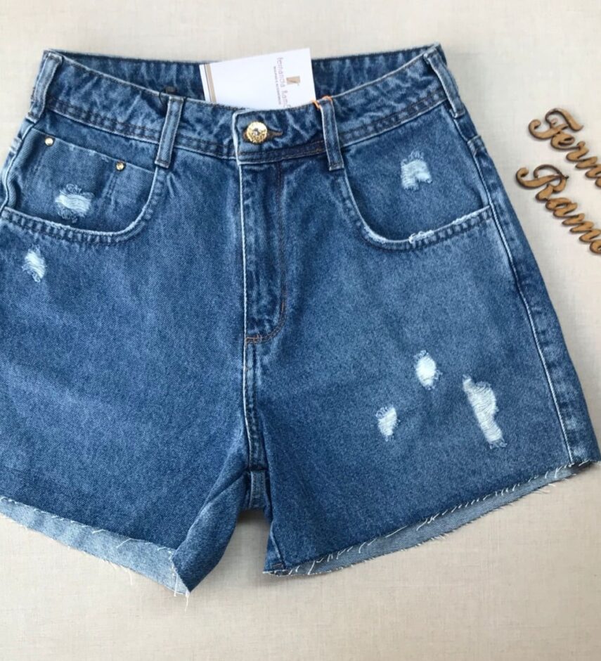 Short Jeans Feminino Mom Barra a Fio - Fernanda Ramos Store
