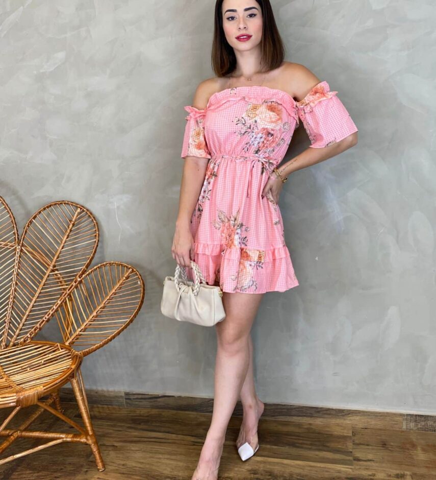 Vestido Curto Crepe Floral sem Bojo - Fernanda Ramos Store