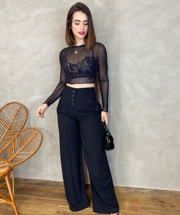 Cropped Feminino sem Bojo Tule - Fernanda Ramos Store