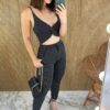 Cropped Feminino com Bojo Preto Lurex - Fernanda Ramos Store