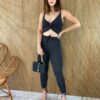 Cropped Feminino com Bojo Preto Lurex - Fernanda Ramos Store