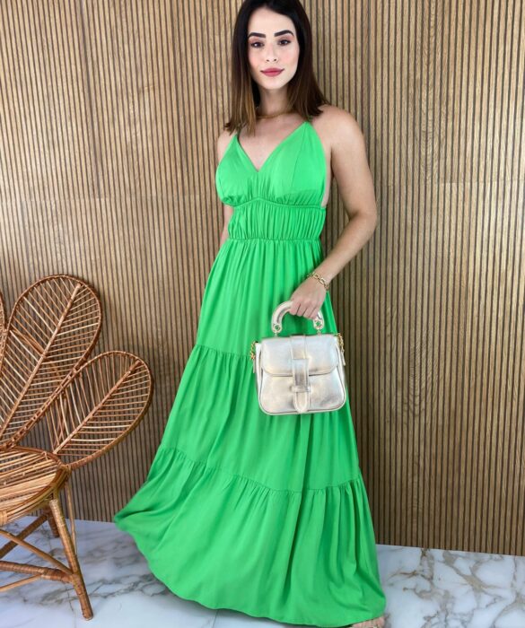 Vestido Longo Feminino Verde com Bojo - Fernanda Ramos Store