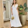 Vestido Feminino Longo com Bojo Multiformas Branco - Fernanda Ramos Store