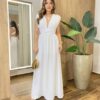 Vestido Feminino Longo com Bojo Multiformas Branco - Fernanda Ramos Store