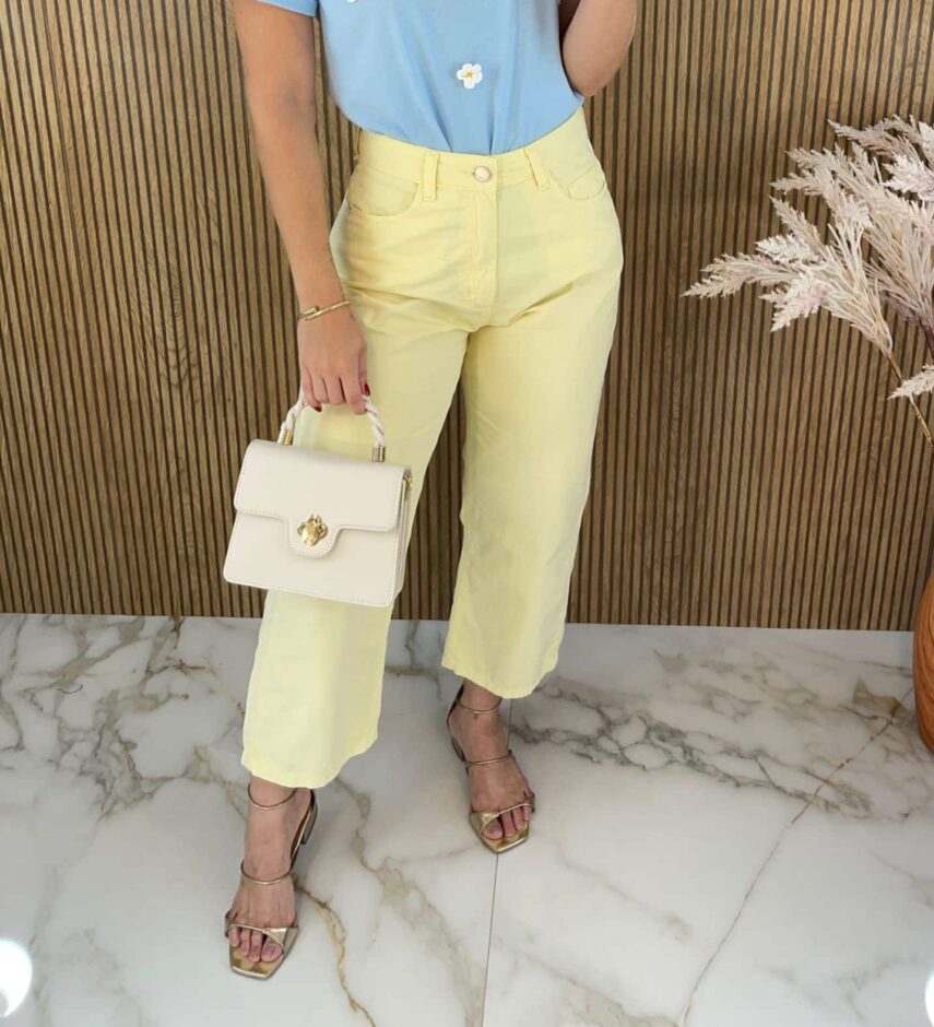 fernandaramosstore com br calca jeans feminina pantacourt amarelo