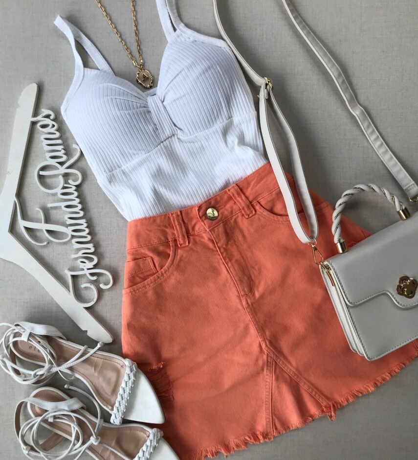 fernandaramosstore com br saia jeans laranja feminina