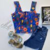 Cropped Feminino com Bojo Plus Estampa Azul - Fernanda Ramos Store