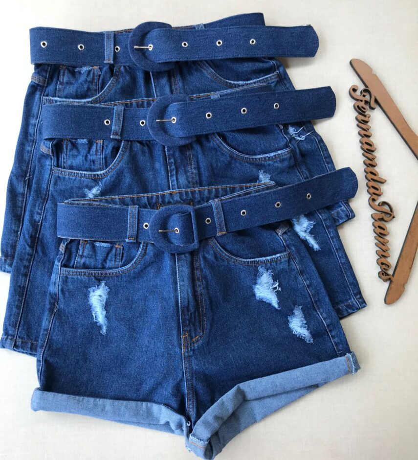 Short Jeans Feminino com Cinto - Fernanda Ramos Store