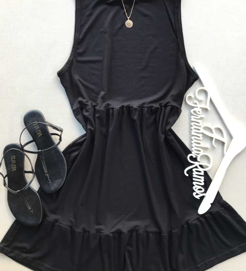Vestido Feminino Curto de Malha sem Bojo Preto - Fernanda Ramos Store