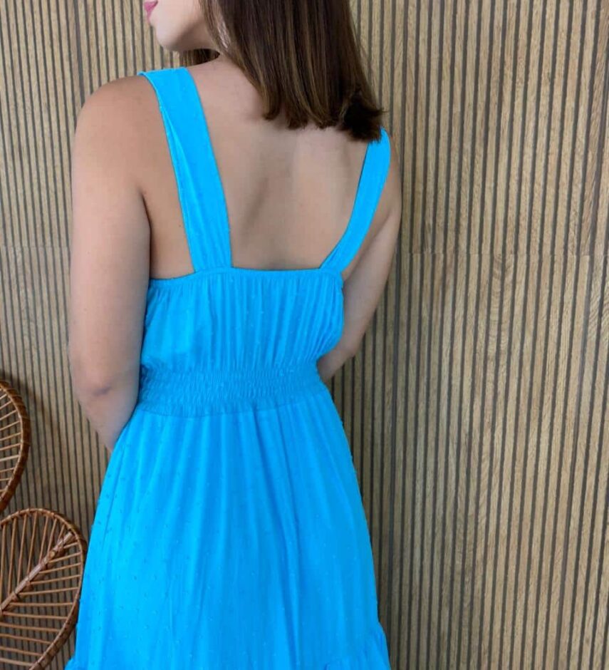 Vestido Longo com Bojo Azul - Fernanda Ramos Store