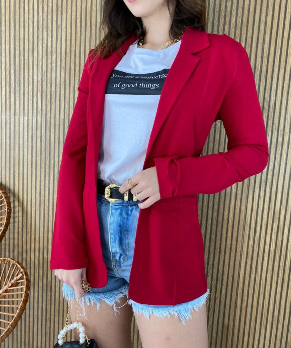 Blazer Moletinho Feminino Vermelho - Fernanda Ramos Store