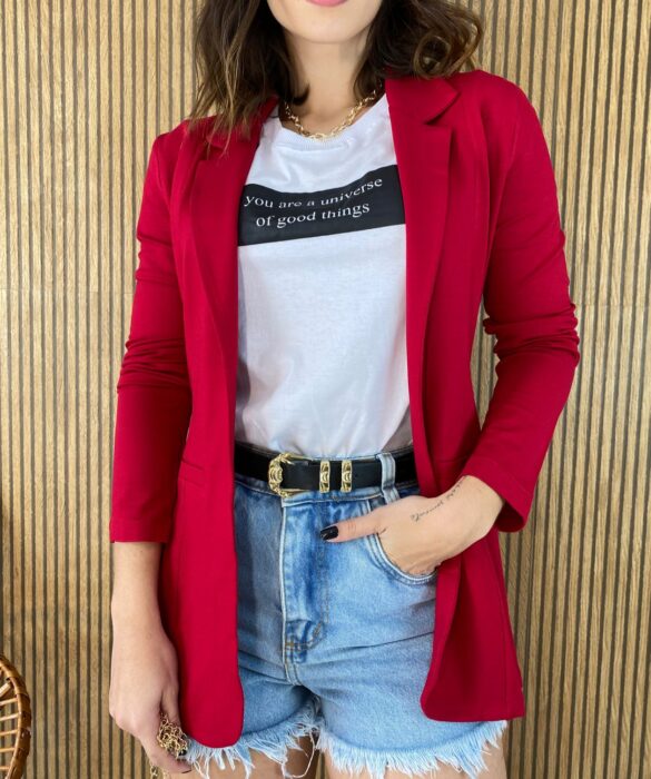 Blazer Moletinho Feminino Vermelho - Fernanda Ramos Store