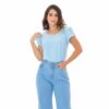 fernandaramosstore com br blusa feminina de crepe manga curta azul