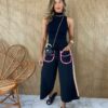 Calça Feminina Moletom Pantacourt Preta - Fernanda Ramos Store