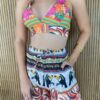 Conjunto Cropped com Bojo e Short Estampado com Amarração - Fernanda Ramos Store