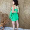 Conjunto Short Cropped com Bojo e Cardigan Verde - Fernanda Ramos Store