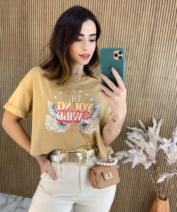 Cropped Feminino sem Bojo Bege - Fernanda Ramos Store