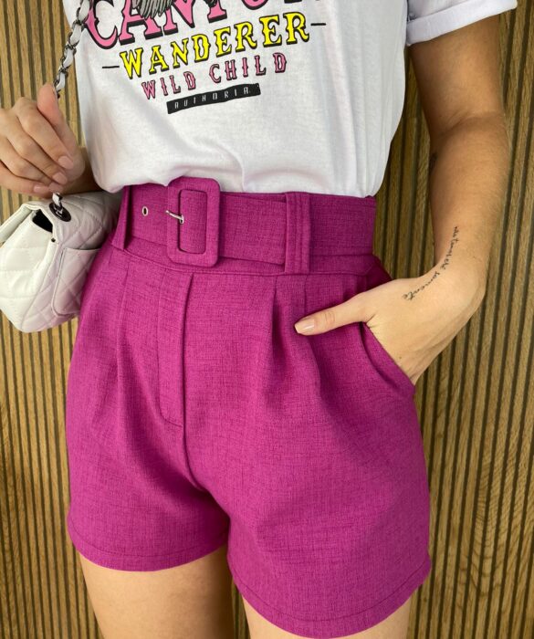 fernandaramosstore com br short feminino curto com cinto fucsia 1