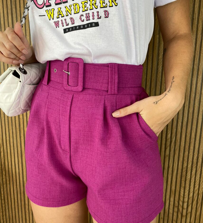 fernandaramosstore com br short feminino curto com cinto fucsia 1