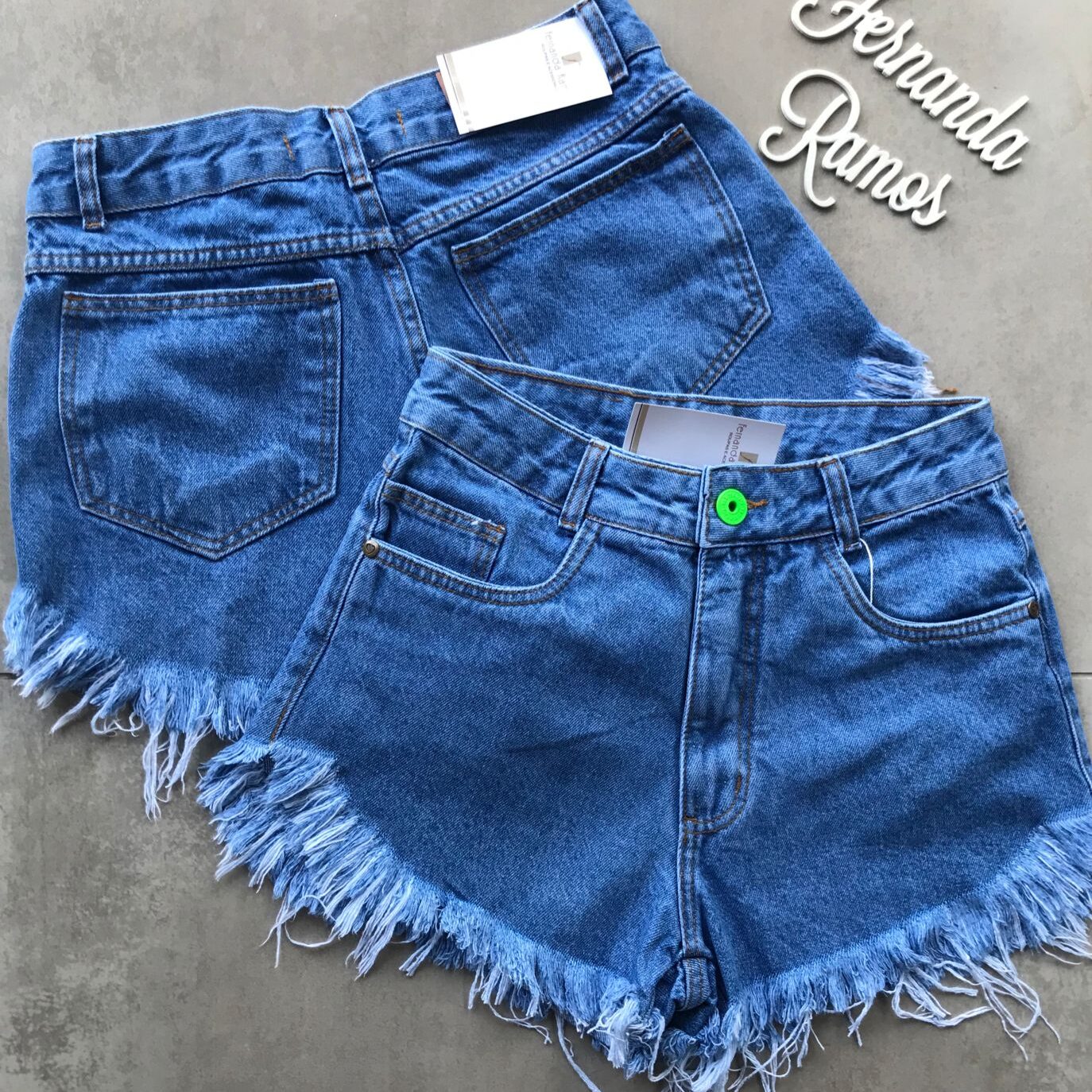 Short fashion jeans neon feminino