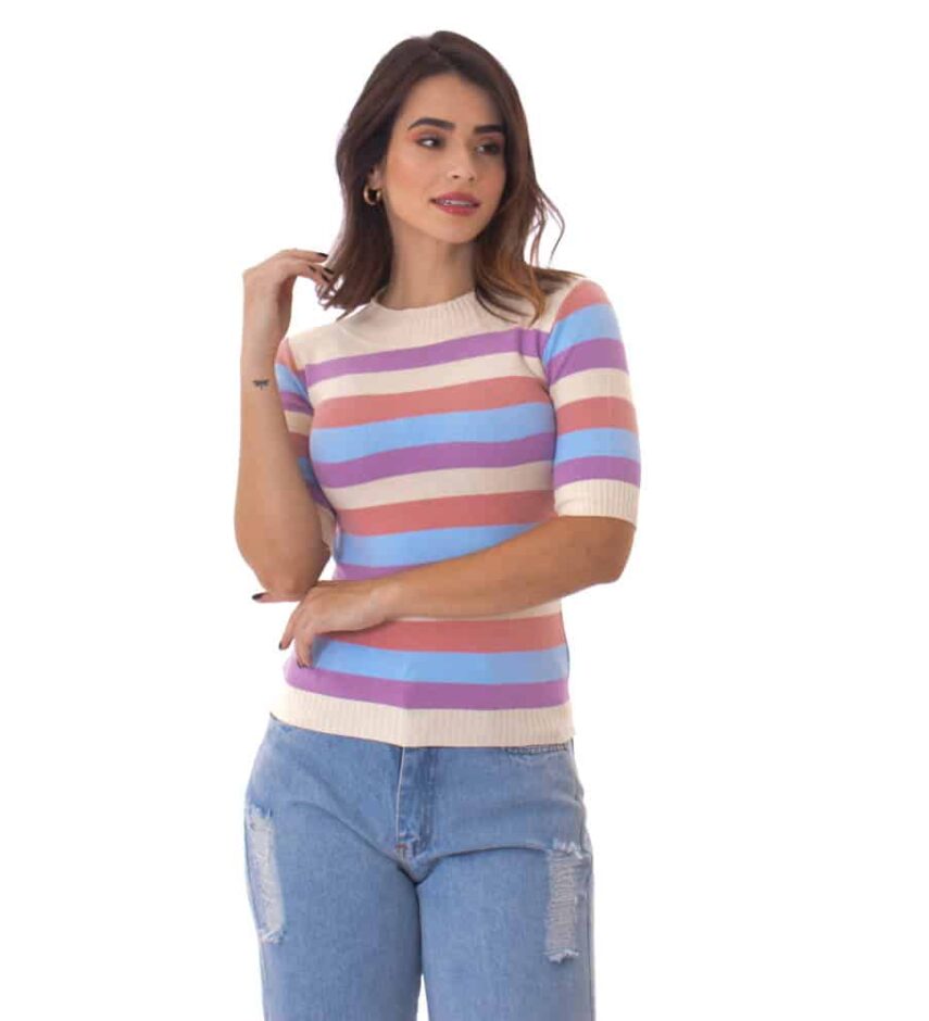 fernandaramosstore com br blusa manga curta feminina tricot listrada