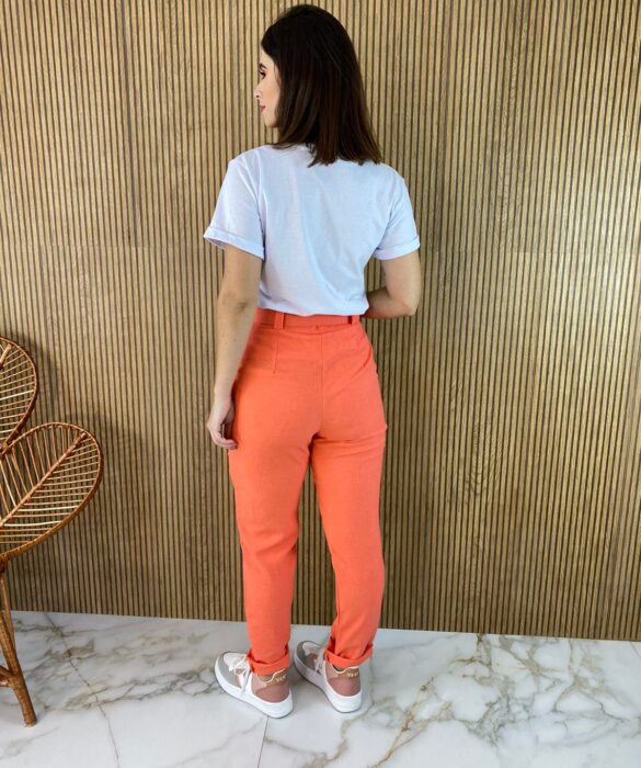 Calça Feminina com Cinto Coral - Fernanda Ramos Store