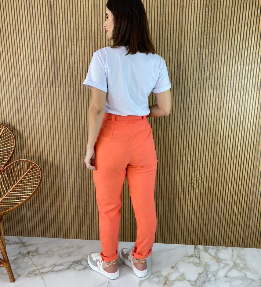 Calça Feminina com Cinto Coral - Fernanda Ramos Store
