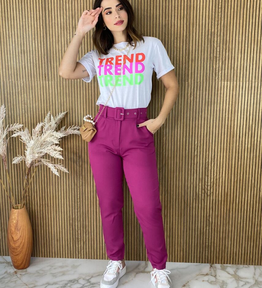 Calça Feminina com Cinto Fúcsia - Fernanda Ramos Store