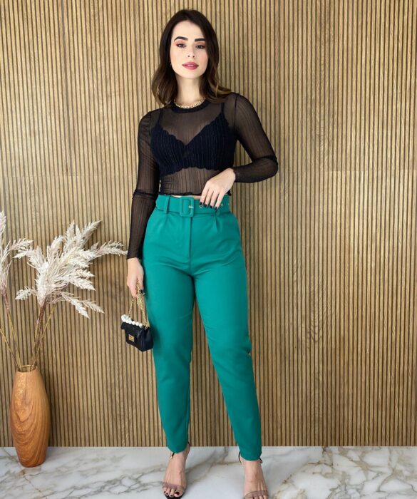 Calça Feminina com Cinto Verde - Fernanda Ramos Store