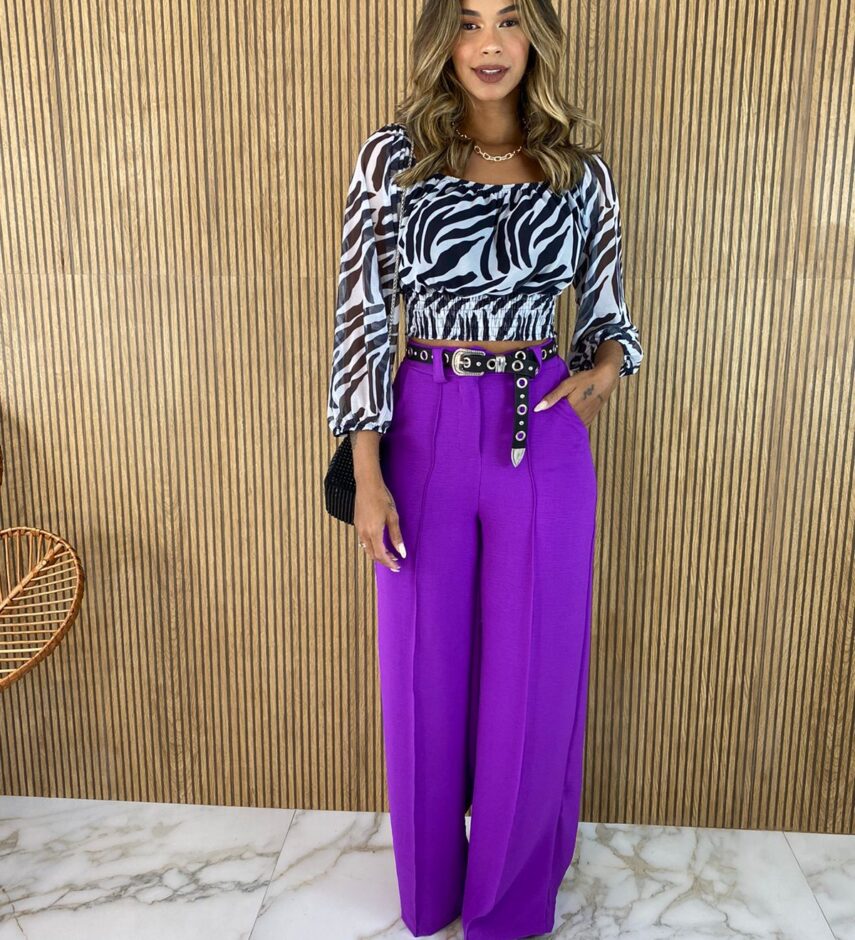 Calça Feminina Pantalona Roxa - Fernanda Ramos Store