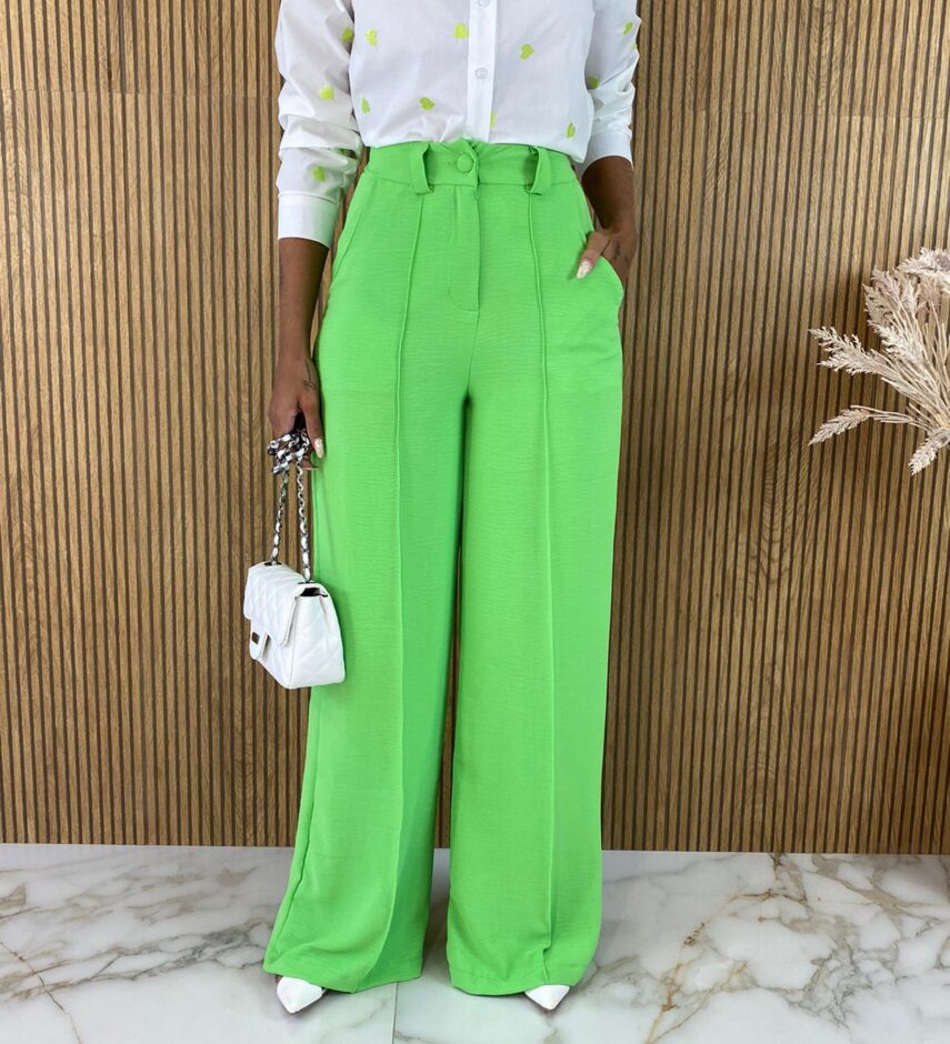 Calça Feminina Pantalona Verde - Fernanda Ramos Store