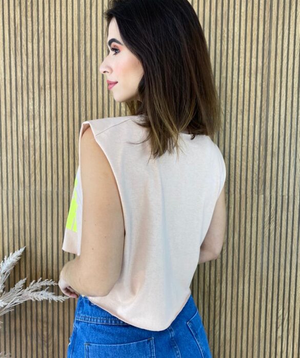 Cropped Feminino sem Bojo Bege - Fernanda Ramos Store