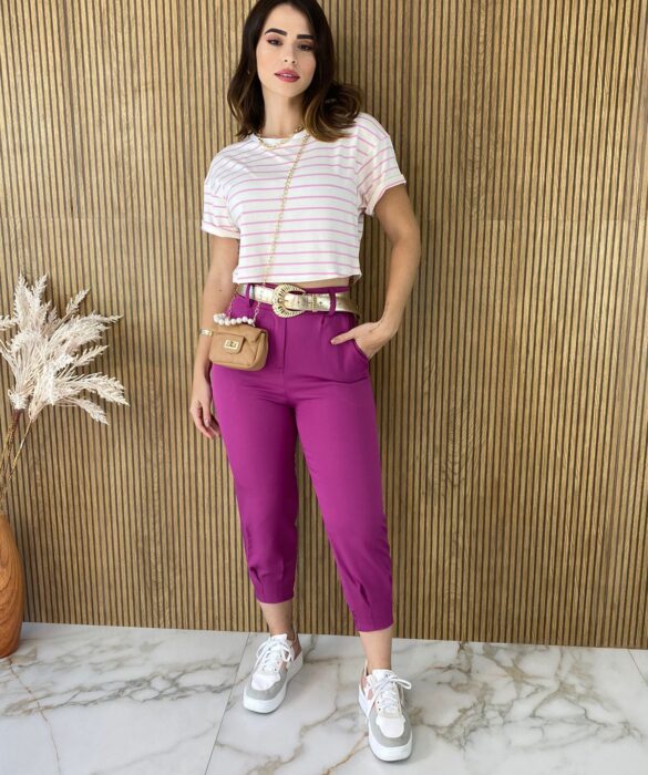 Cropped Feminino sem Bojo Listrado - Fernanda Ramos Store